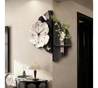 JDPYURV Horloge Murale Angle Double Face, Set de Décoration pour Salon et Salle à Manger, Tableau Sable avec Horloge Fleur et Vase en Verre(C,(2) 25 * 50cm/9.8 * 19.7in)