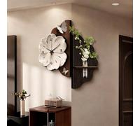 JDPYURV Horloge Murale Angle Double Face, Set de Décoration pour Salon et Salle à Manger, Tableau Sable avec Horloge Fleur et Vase en Verre(A,(2) 25 * 50cm/9.8 * 19.7in)