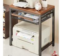 JDPYURV Support D'imprimante, 2-Tier Printer Stand with Pull-Out Basket, Heavy Duty Steel Frame & Wide Wood Top Organizer, pour Les Fichiers De Scanner De Télécopieur(Black)