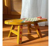 JDPYURV Tabouret Bois Sculpté Peint Main, Tabouret Jardin Extérieur Bois Massif, Siège Forme Poisson Vintage, Tabouret Entrée Chaussures, Assise Décorative Salon Chambre(Yellow)