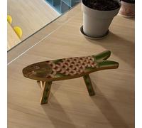 JDPYURV Tabouret Bois Sculpté Peint Main, Tabouret Jardin Extérieur Bois Massif, Siège Forme Poisson Vintage, Tabouret Entrée Chaussures, Assise Décorative Salon Chambre(Earth Tones)
