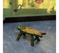 JDPYURV Tabouret Bois Sculpté Peint Main, Tabouret Jardin Extérieur Bois Massif, Siège Forme Poisson Vintage, Tabouret Entrée Chaussures, Assise Décorative Salon Chambre(Green)