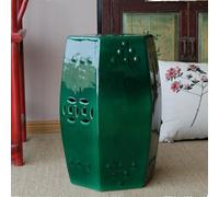 JDPYURV Tabouret De Jardin en Céramique Vert Foncé, Tabouret Chinois Carré Style Tambour avec Motif Creux Ou Anneau Lion, Assise Décorative pour Salon Chambre Balcon(B)
