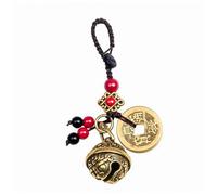 JDRGJTH Breloque chinoise porte-bonheur avec clochette Feng Shui, statue du dieu de la richesse, porte-clés cheval porte-bonheur avec pièces de monnaie Feng Shui (cloche Pixiu), multicolore, taille