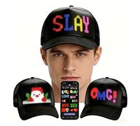 JDVOOTD Casquette LED avec Écran Programmable, Smart Casquette Lumineuse Contrôlée par App, Chapeau à Message Défilant pour Soirées Festivals, USB-C, Cadeau Homme Femme, Noir