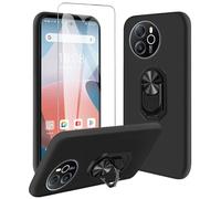 JDXHFF Coque Compatible avec Blackview Shark 8 / Oscal Tiger 12 (6.78") Noir Housse et Support Rotatif 360° et Verre trempé écran Film Protecteur - Étui Souple Silicone TPU Case Cover Black