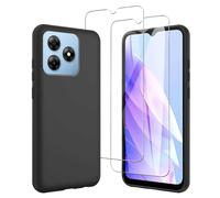 JDXHFF Coque Compatible avec Blackview Wave 8 / Blackview Wave 8C (6.56") et 2 Pièces Verre trempé écran Film Protecteur - Noir Souple Silicone Étui Bumper Housse TPU Case Cover Black