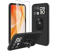 JDXHFF Coque Compatible avec Cubot P90 (6.88") Noir Housse et Support Rotatif 360° et Verre trempé écran Film Protecteur - Étui Souple Silicone TPU Case Cover Black