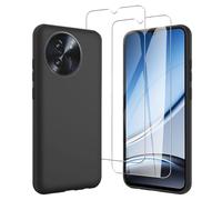 JDXHFF Coque Compatible avec Doogee Note 59 / Doogee Note 59 Pro (6.75") et 2 Pièces Verre trempé écran Film Protecteur - Noir Souple Silicone Étui Bumper Housse TPU Case Cover Black