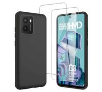 JDXHFF Coque Compatible avec HMD Fusion (6.56") et 2 Pièces Verre trempé écran Film Protecteur - Noir Souple Silicone Étui Bumper Housse TPU Case Cover Black