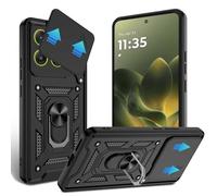 JDXHFF Coque Compatible avec Motorola Edge 70 (6.67") PC Dur et TPU Silicone Housse Couverture avec 360°degrés Support Rotatif Étui Case Cover Noir