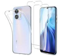 JDXHFF Coque Compatible avec Oukitel C35 / Oukitel C36 (6.56") et 2 Pièces Verre trempé écran Film Protecteur - Transparent Souple Silicone Étui Bumper Housse TPU Case Cover Clear