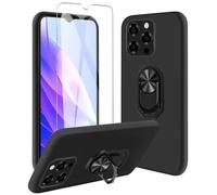 JDXHFF Coque pour Doogee Note 58 / Doogee Note 58 Pro (6.75") Noir Housse | et Support Rotatif 360° et Verre trempé écran Film Protecteur - Étui Souple Silicone TPU Case Cover Black