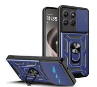 JDXHFF Coque pour Motorola Moto G37 5G / Moto G47 5G (6.67") Bleu | PC Dur et TPU Silicone Housse Couverture avec 360°degrés Support Rotatif Étui Case Cover Bleu