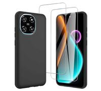 JDXHFF Noir Coque pour Blackview Color 6 (6.67") et 2X Verre trempé | Cover et 2 Pièces écran Film Protecteur - Black Souple Silicone Étui Bumper Housse TPU Case