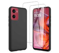 JDXHFF Noir Coque pour Motorola Moto G05 4G /Moto E15 4G et 2X Verre trempé
