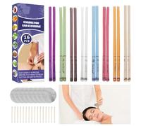 JDXun 16 Pièces Bougies d'Oreilles, Naturelle Bougies Auriculaire avec 8 Disques de Protection et 16 Cotons Tiges