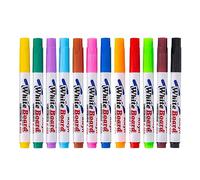 JDXun Feutres Tableau Blanc Effaçables, 12Pcs Marqueurs pour Tableaux Blancs, Faiblement Odorants, Couleurs Riches et Vives Stylo Craie Effaçable, pour Papier, Enseignes, Fenêtres, Verre, 12 Couleurs