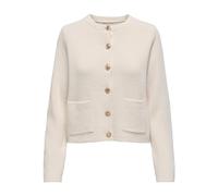 JDY Cardigan Femme Col Rond Boutonnage Tricot Ajusté Polyvalent Confortable, Couleurs:Blanc, Taille:M