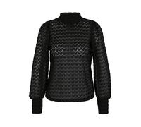 JDY Top Femme col Montant Fermeture boutonnée Détail en Dentelle Manches Longues, Couleurs:Noir-2, Taille:M