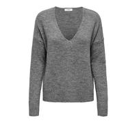 JDY Femme À Col V Elanora L/S. KNT Noos Pull en Tricot, Gris Foncé Mélangé, M EU