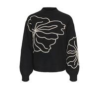 JdY Femme Jdyjella Flower Pullover Jella Pull À Fleurs L/S KNT, Noir, M EU