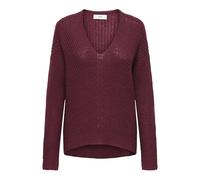 JDY Femme Jdynew Megan L/S Pullover KNT Noos Pull en Tricot avec Col V, Bordeaux, S EU