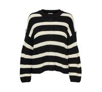 JDY Femme Justy L/S Stripe Pull KNT Noos Sweater, Noir/Rayures : Eggnog, XL EU