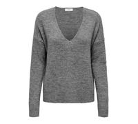 JDY Femme Pull Elanora L/S À Col en V. KNT Noos Sweater, Gris Foncé Mélangé, S EU