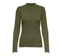 JDY Femmes Mince Manches Longues Haut de Base Col Rond Col Montant Top Extensible JDYFRANSISKA, Couleurs:Olive, Taille:XL