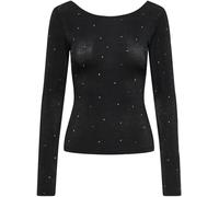 JDY JDY Black Deep Back Long Sleeve Embellished Studded Top