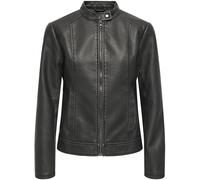 JDY JDY Black Faux Leather Collarless 100% Cotton Jacket