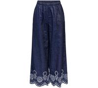 JDY JDY Blue 100% Cotton Embroidery Detail High Waisted Trousers