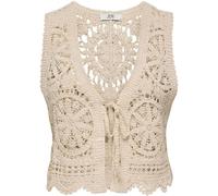 JDY JDY Cream 100% Cotton Tie Front Crochet Vest Top