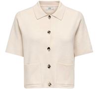 JDY JDY Cream Short Sleeve Knitted Cardigan With Button Details