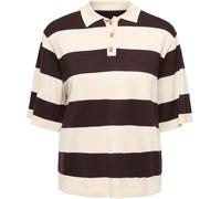 JDY JDY Cream Short Sleeve Stripe Knitted Polo With Button Detail Cream EU 34 (UK 6)