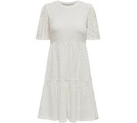 JDY JDY White Short Sleeve Pointelle Tiered Jersey Dress White EU 44 (UK 16)