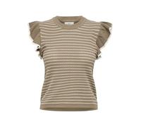 JdY Jdycarice S/L Frill Pullover KNT Noos Carice Pull, Encre sépia, S Femme