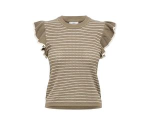 JdY Jdycarice S/L Frill Pullover KNT Noos Carice Pull, Encre sépia, S Femme