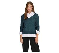 JdY JDYELANORA L/S V-Neck PULLO. KNT Noos Pull Strick, Atlantic Deep/Détails : mélangé, XS Femme