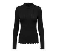 JDY Jdyfransiska L/S Highneck Top JRS Noos T-Shirt Manches Longues, Noir, M Femme