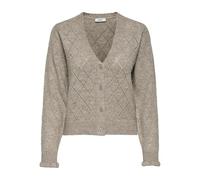 JdY Jdyletty Neck Letty L/S Col en V Struc Cardi KNT Noos, Grège, M Femme