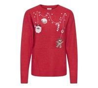 JDY Jdysanta L/S X-mas O-Neck Pullover KNT Santa Pull, Rouge-Mars Red, L Femme