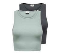 JdY Jdysofia S/L Crop Tank Top 2-Pack JRS Débardeur, Vert Chinois, XL (Lot de 2) Femmes