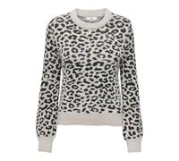 JdY Lorraine Animal L/S Pull KNT Noos Tricot, Cèment/détail : Pois léopard Noirs, XXL Femme