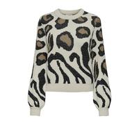 JdY Lorraine Animal L/S Pull KNT Noos Tricot, Ciment/détail : mélange de Boules de Malt Noir, L Femme