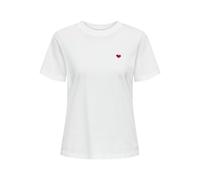 JdY Pisa S/S JRS Noos Haut imprimé T-Shirt, Cloud Dancer-Détails : cœur amer, S Femmes