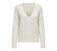 JDY Pull Elanora L/S à col en V. KNT Noos Sweater, Cloud Dancer/Détails : Melange, S Femme