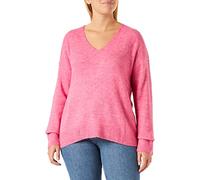 JDY Pull Jdyelanora L/S à col en V pour Femme, Rose Carmin - Détails : mélange, XS
