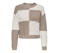 JDY Pull-over 'JDYJusty' cappuccino / blanc, Taille L